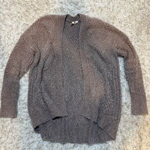 Moth by Anthropologie Textured Knit Open Front Cardigan Sweater Taupe Size S